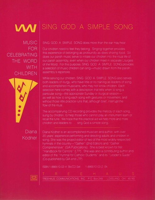 SING GOD SIMPLE SONG Vol 1 Back Cover